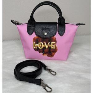 Longchamp x Toiletpaper Love Pink XS Top Handle Bag Crossbody Collab Rare NWOT
